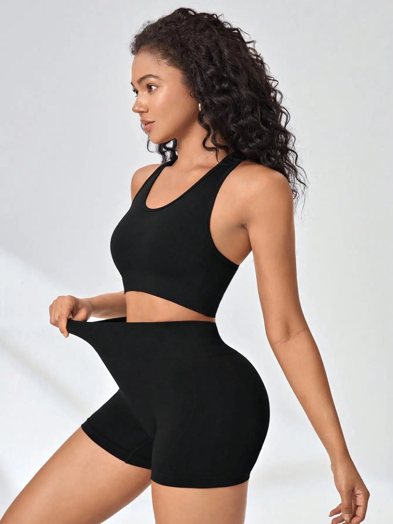 Conjunto Fitness Feminino Top + Shorts Seamless