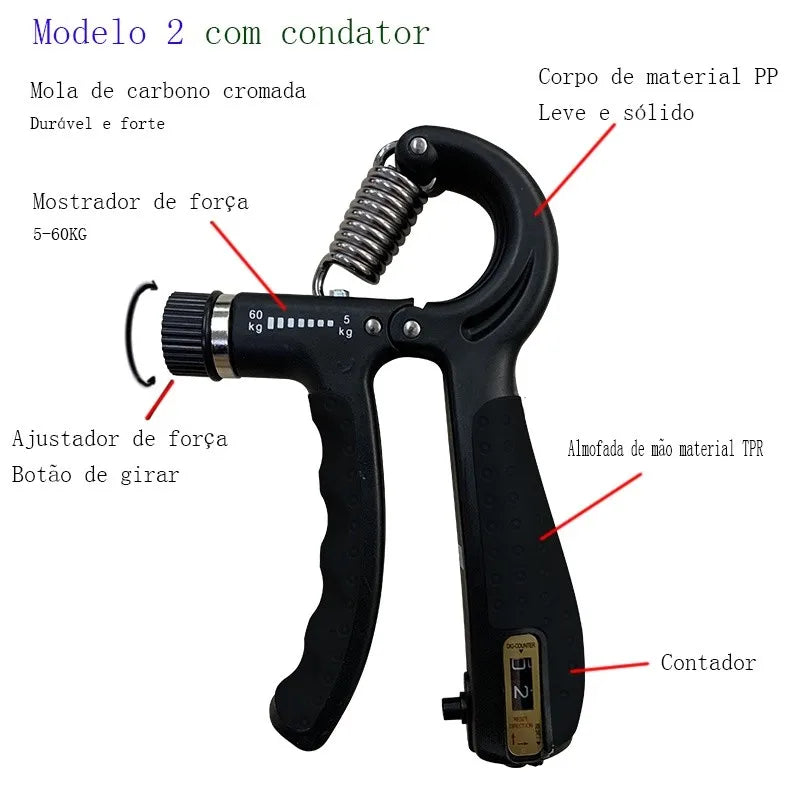 Handgrip Ajustável com Contador Digital | 5 a 60kg